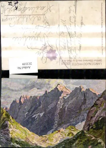 213339,Künstler AK H. Kreyssig Lamsenjochhütte Berghütte b. Vomp