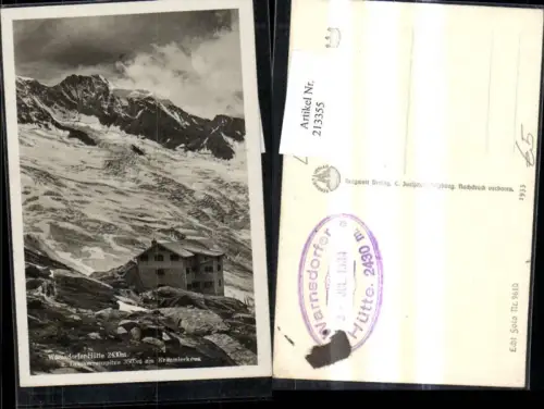 213355,Warnsdorfer-Hütte Berghütte m. Dreiherrenspitze am Krimmelerkees