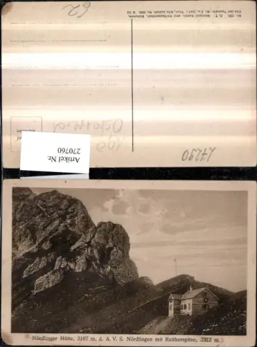 270760,Nördlinger-Hütte Berghütte m. Reitherspitze Bergkulisse b. Seefeld in Tirol