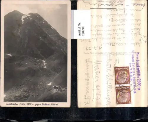 270798,Innsbrucker-Hütte Berghütte geg. Habicht Bergkulisse b. Neustift im Stubaital