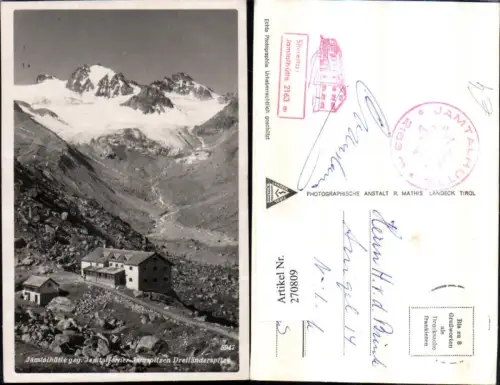 270809,Jamtalhütte Berghütte geg. Jamtalferner Jamspitze u. Dreiländerspitze Bergkulisse b. Galtür