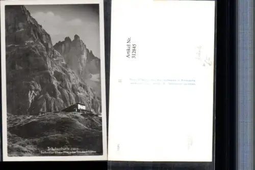 312845,Tribulaunhütte Berghütte b. Gschnitz m. Gschnitzer u. Pflerscher Bergkulisse
