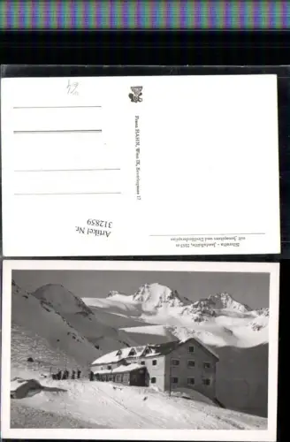 312859,Silvretta Jamtalhütte Berghütte b. Galtür m. Jamspitzen u. Dreiländerspitze Winterbild