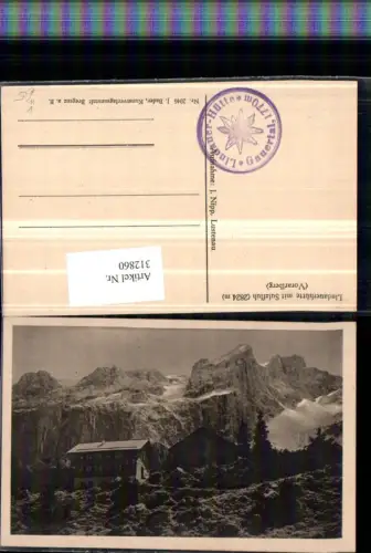 312860,Lindauerhütte Berghütte b. Tschagguns m. Sulzfluh Bergkulisse pub J. Bader 2046