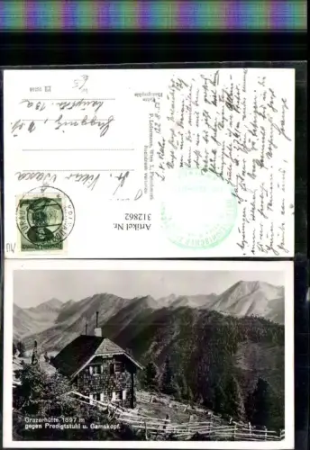 312862,Grazerhütte Berghütte b. Tauplitz geg. Predigtstuhl u. Gamskopf Bergkulisse