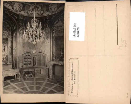 600426,Bibliothek Potsdam Schloss Sanssouci Luster Interieur