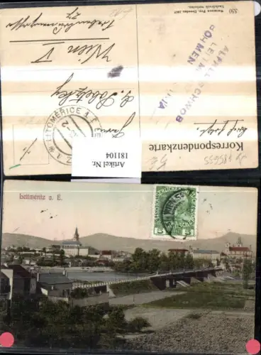 181104,Aussig Usti nad Labem Leitmeritz Litomerice a. Elbe Teilansicht Brücke