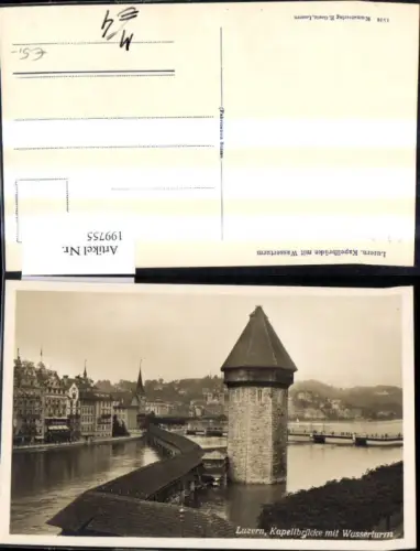 199755,Luzern Teilansicht Kapellbrücke Brücke m. Wasserturm Turm
