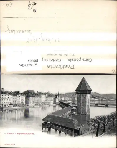 199763,Luzern Teilansicht Kapellbrücke Brücke Wasserturm Turm