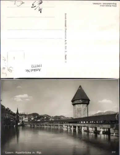 199772,Luzern Kapellbrücke Brücke Wasserturm Turm m. Rigi