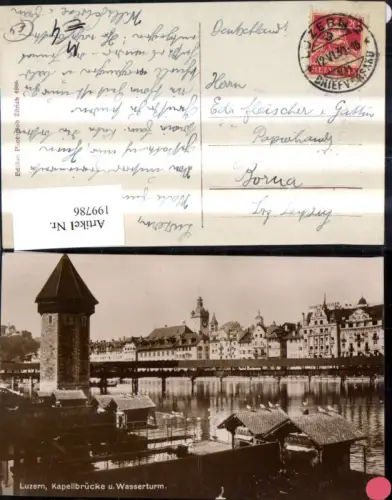199786,Luzern Kapellbrücke Brücke u. Wasserturm Turm