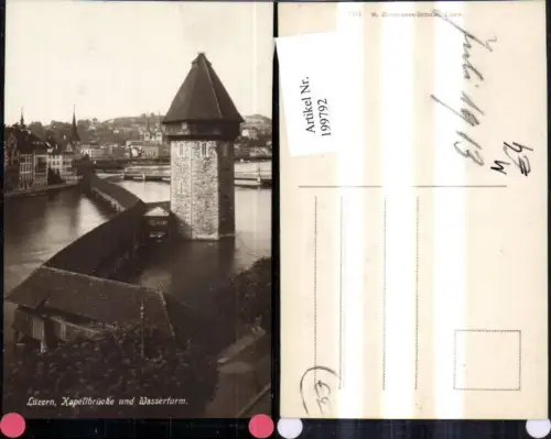 199792,Luzern Teilansicht Kapellbrücke Brücke u. Wasserturm Turm