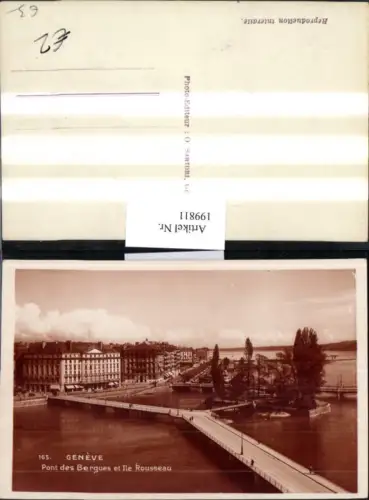 199811,Geneve Genf Teilansicht Pont des Bergues et Ile Rousseau Brücke