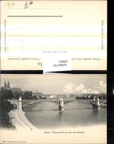 199951,Basel Teilansicht Rheinansicht m. d. drei Brücken