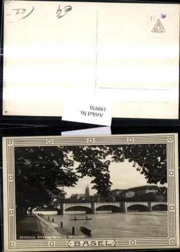 199970,Basel Mittlere Rheinbrücke Brücke u. Münster Partie