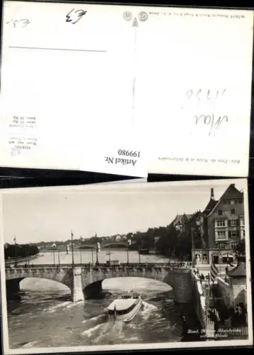 199980,Basel Teilansicht Mittlere Rheinbrücke Brücke m. Schifflände Schiff