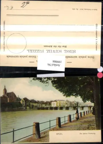 199984,Basel Teilansicht Am oberen Rheinweg Partie Brücke