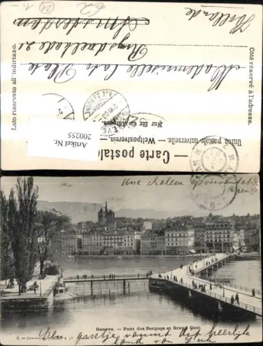 200255,Geneve Genf Pont des Berguses et Grand Quai Brücke