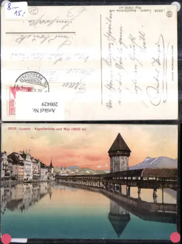 200429,Luzern Kapellbrücke Brücke u. Rigi Wasserturm