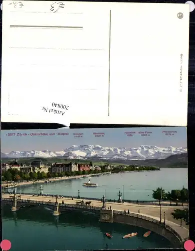 200840,Zürich Quaibrücke u. Utequai Gipfelkarte Brücke