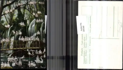 205360,Humor viele Kinder auf Ästen Brücke Wasserfall Schwan