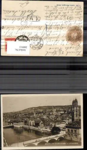 208913,Zürich m. Großmünster u. Universtität Brücke