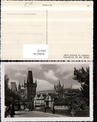 220178,Prag Praha Auf d. Karlsbrücke Brücke Straßenansicht Turm