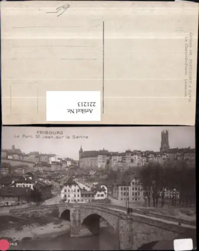 221213,Fribourg Freiburg Le Pont St. Jean sur la Sarine Brücke