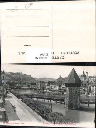 221764,Luzern Kapellbrücke Brücke u. Wasserturm Turm