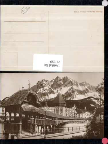 221799,Luzern Kapellbrücke Brücke u. Pilatus Turm