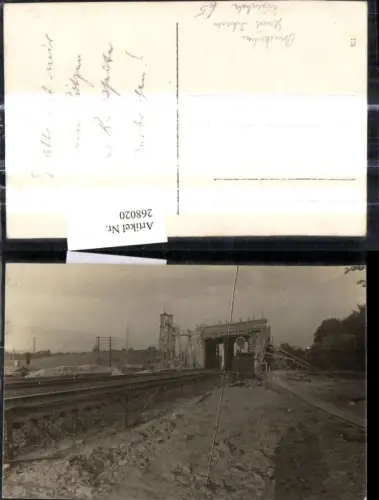 268020,Foto Ak Brücke Brückenbau Eisenbahn Schienen Gerüst