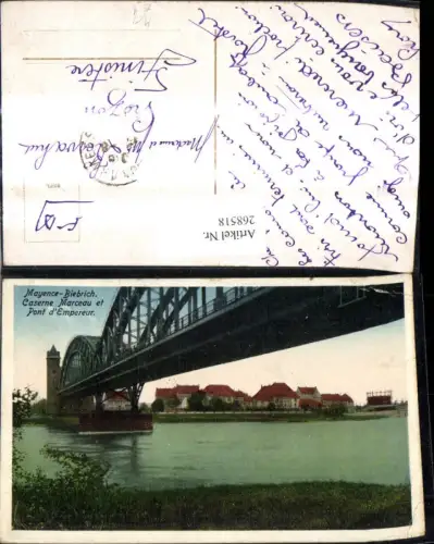268518,Mayence Biebrich Caserne Marceau et Pont d Empereur Mainz Kaiserbrücke Brücke