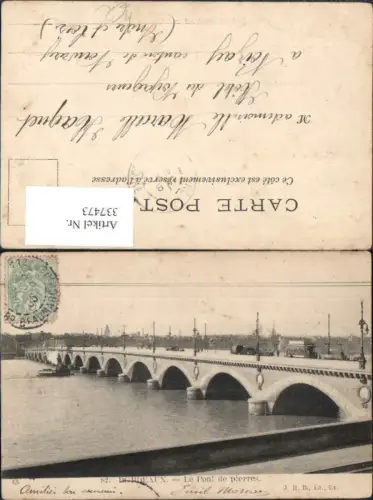 337473,Brücke Bordeaux Le Pont de pierres Straßenbahn Kutsche