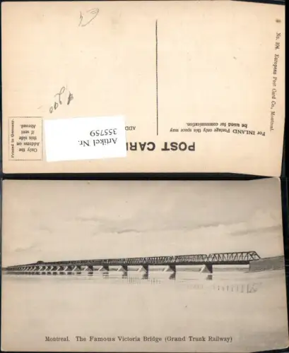 355759,Brücke Montreal The Famous Victoria Bridge Grand Trunk Railway Eisenbahnbrücke