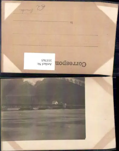 355765,Brücke m. Haus Landschaft Passepartout