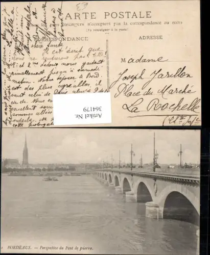 364179,Brücke Bordeaux Perspective du Pont de pierre Schiff Dampfer