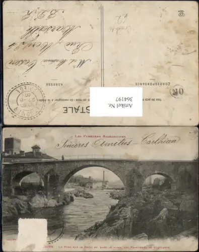 364197,Brücke Saint-Lizier Le Pont sur le salat et dans le fond les Papeteries de Rourlande