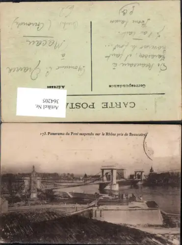 364205,Brücke Panorama du Pont suspendu sur le Rhone pris de Beaucaire