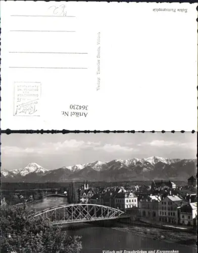 364230,Foto Ak Brücke Villach m. Draubrücke u. Karawanken