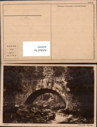 418505,Künstler Ak H. Ebel Die alte Brücke