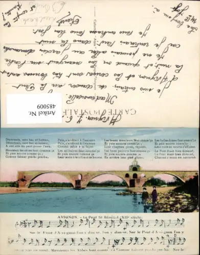 485009,Brücke Avignon Le Pont St Benezet Liedkarte Notenzeile