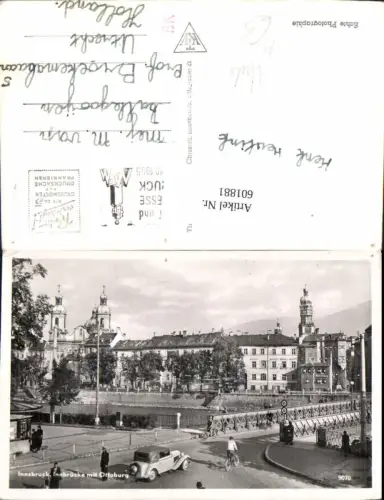 601881,Foto Ak Brücke Innsbruck Innbrücke m. Ottoburg Automobil Oldtimer Auto