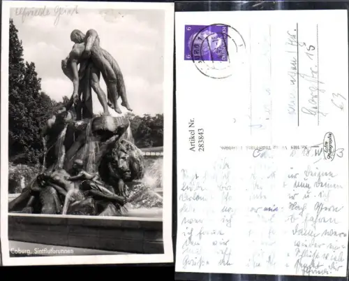 283843,Foto Ak Brunnen Coburg Sintflutbrunnen
