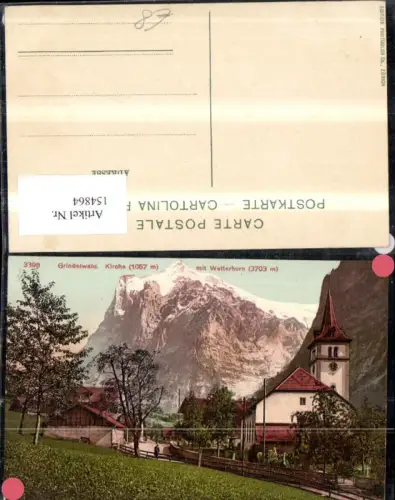 154864,Grindelwald Kirche m. Wetterhorn Kt Bern