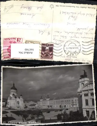 166740,Piata Cuza Voda 1936 Platzansicht m. Gebäude Kirche