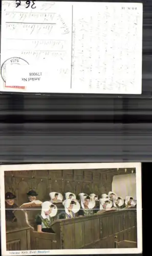 179008,Niederlande Interieur Kerk Zuid Beveland Frauen Tracht Hauben Kirche