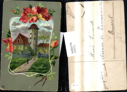 179771,Künstler Ak Kirche Kloster Passepartout Blumen Rosen pub EAS
