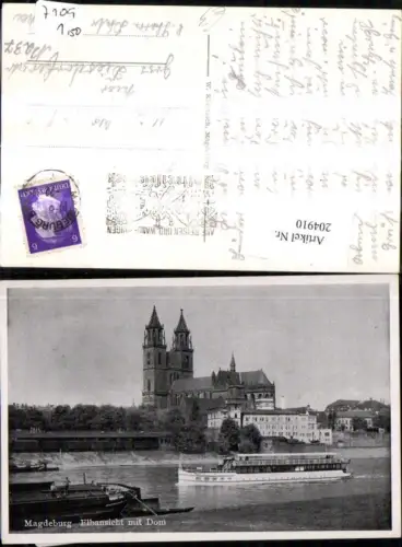 204910,Magdeburg Elbansicht m. Kirche Dom Schiff