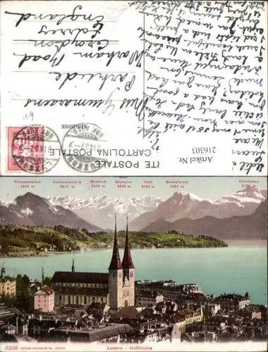 216303,Luzern Hofkirche Kirche m. Gipfelkarte