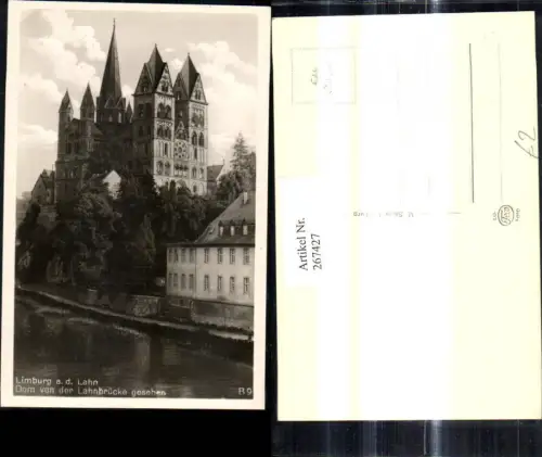 267427,Foto Ak Limburg a. d. Lahnb Dom v. d. Lahnbrücke gesehen Kirche
